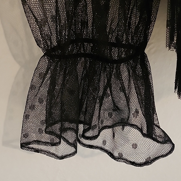 NWOT Express Black Sheer Polka Dot Blouse - Picture 9 of 11